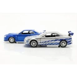 Fast & Furious 2-Car-Set Brians`s Nissan Skyline GT-R Blue / Silver 1/32 -Racing Toy Store fast furious 2 car set brianss nissan skyline gt r blue silver 1 32 4