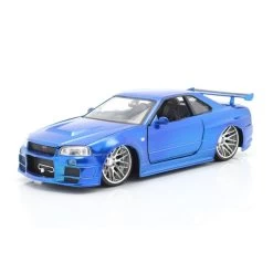 Fast & Furious Brian`s Nissan Skyline GT-R R34 2002 Blau 1/24