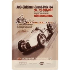 Metal-Plate Sign Audi AvD Oldtimer Grand Prix 20x30cm