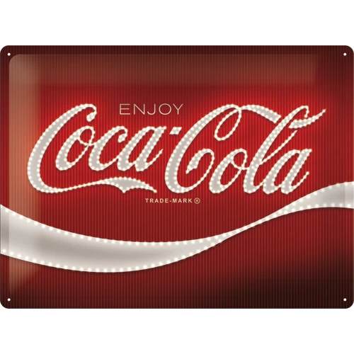 Metal-Plate Sign Coca-Cola - Logo Red Lights 30x40cm 1 Metal-Plate Sign Coca-Cola - Logo Red Lights 30x40cm