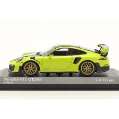 Porsche 911 GT2 RS Weissach Package 2018 Acid Green / Gold Rims 1/43 -Racing Toy Store porsche 911 gt2 rs weissach package 2018 acid green gold rims 1 43 2