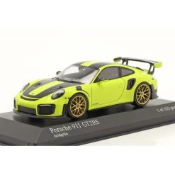 Porsche 911 GT2 RS Weissach Package 2018 Acid Green / Gold Rims 1/43