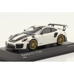 Porsche 911 GT2 RS Weissach Package 2018 White / Gold Rims 1/43
